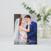 Hochzeit Foto Brie and Groom Vielen Dank Postkarte (Stehend Vorderseite)