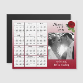 Hochzeit Foto Burgund Rose Mini 2021 Kalender Magneteinladung
