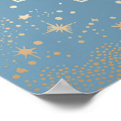 Hochzeit Foto Celestial Light Blue Stars Moon Poster (Ecke)