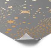 Hochzeit Foto Celestial Light Gray Stars Moon Poster (Ecke)