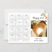 Hochzeit Foto Coral Blume Mini 2021 Kalender Magneteinladung (Vorderseite)