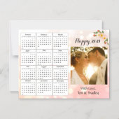 Hochzeit Foto Coral Blume Mini 2021 Kalender Magneteinladung (Vorderseite)