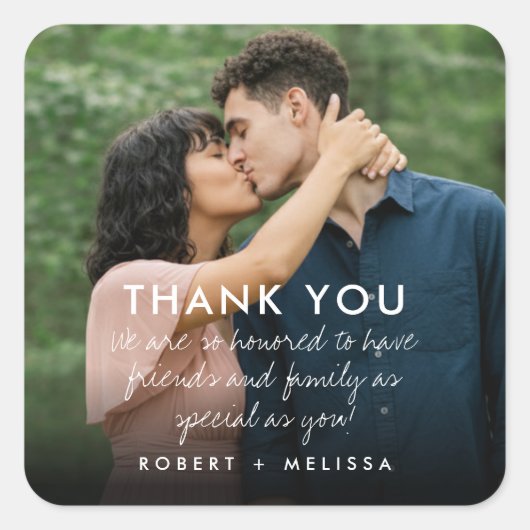 Hochzeit Foto Danke Geschenk Aufkleber (Vorderseite)