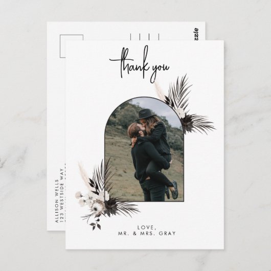 Hochzeit Foto Danke Post Card Postkarte (Vorne/Hinten)