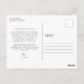 Hochzeit Foto Danke Post Card Postkarte (Rückseite)