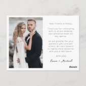 Hochzeit Foto Dankeschön Card Elegant Postkarte (Rückseite)