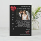 Hochzeit Foto-Dankeschön-Herz-geformt Rote Rose- Einladung (Stehend Vorderseite)