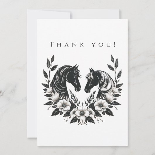 Hochzeit Foto-Dankeschön - Pferd und Blume Einladung (Rückseite)