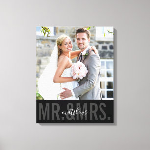 HOCHZEIT FOTO DATUM herr und frau monochrom schwar Leinwanddruck