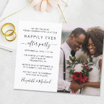Hochzeit Foto glücklich immer nach der Party Einla<br><div class="desc">Kostenfreundliches,  modernes Design oder kleine Hochzeitsankündigung und Empfang-Einladung mit Ihrem Foto und "Happily Ever After Party" in einer Mischung aus schlichter Typografie und einem stilvollen Drehbuch mit Swashes. Personalisieren Sie Ihre Party- oder Empfang-Daten und fügen Sie Ihre Namen in ein signaturartiges Skript ein.</div>