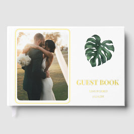 Hochzeit Foto Green Leaf Monstera Wedding Gästebuch