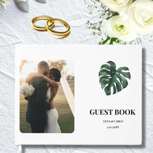Hochzeit Foto Green Leaf Monstera Wedding Gästebuch