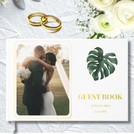 Hochzeit Foto Green Leaf Monstera Wedding Gästebuch