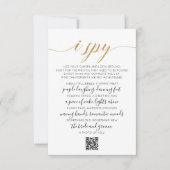 Hochzeit Foto Hunt Game I Spy Game QR Code Card Mitteilungskarte (Vorderseite)