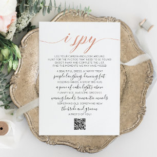 Hochzeit Foto Hunt Game I Spy Game QR Code Card Mitteilungskarte