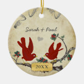 Hochzeit Foto Keepake Paare 1. Weihnachten Keramikornament (Vorne)