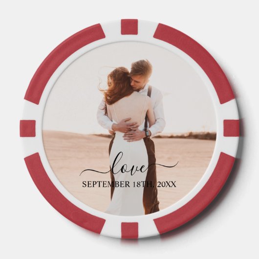 Hochzeit Foto Memory Liebe Script Jubiläum Gefalle Pokerchips (Vorderseite)