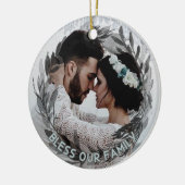 Hochzeit Foto Personalisierter Blumenkranz mit Nam Keramik Ornament (Links)