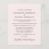 Hochzeit Foto Rosa Feier Empfang Einladung (Rückseite)