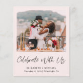 Hochzeit Foto Rosa Feier Empfang Einladung (Vorderseite)