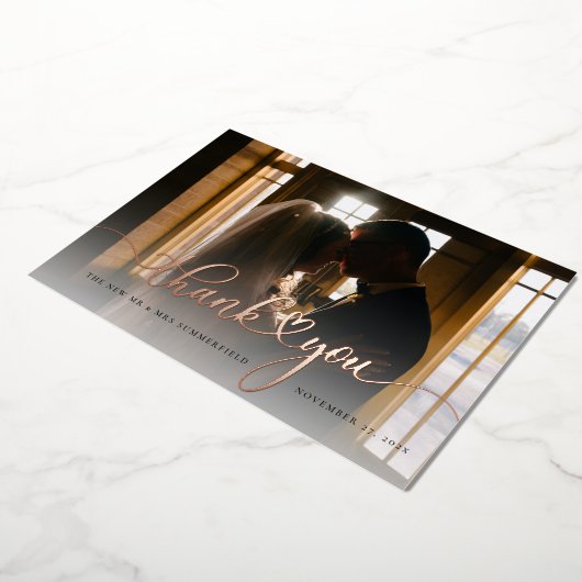 Hochzeit Foto Rose Gold Foil Danke Karte (Gedreht)