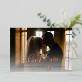 Hochzeit Foto Rose Gold Foil Danke Karte (Stehend vorne)