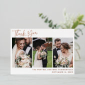 Hochzeit Foto Rose Gold Foil Script Danke Karte (Stehend vorne)