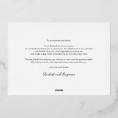 Hochzeit Foto Rose Gold Foil Script Danke Karte (Rückseite)