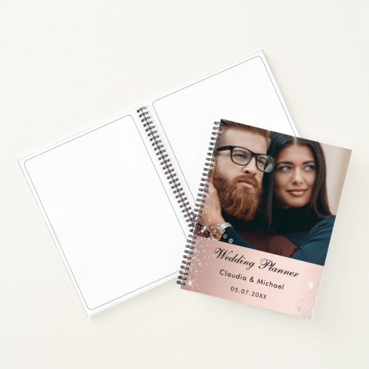 Hochzeit Foto Rose Gold Glitzer Braut Notizblock (Innenseite)