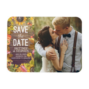 Hochzeit Foto Save the Date Ahorn Blätter Pumpkins Magnet