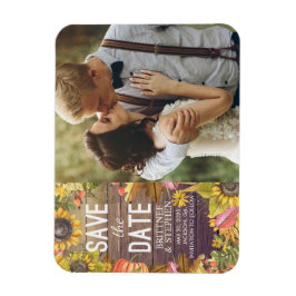 Hochzeit Foto Save the Date Ahorn Blätter Pumpkins Magnet