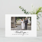Hochzeit Foto Schwarz-weiß Danke Karte (Stehend Vorderseite)