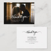 Hochzeit Foto Script Modern Vielen Dank Mitteilungskarte (Vorne/Hinten)