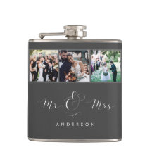 Hochzeit Foto Script Mr. und Mrs. Flask| Grau