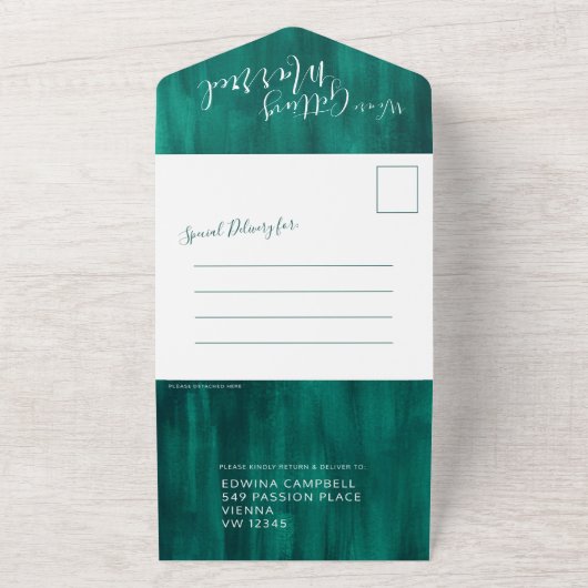 Hochzeit Foto Smarald uAwg QR verheiratet All In One Einladung (Außenbereich)