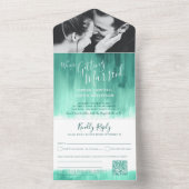 Hochzeit Foto Smarald uAwg QR verheiratet All In One Einladung (Innen Boden)