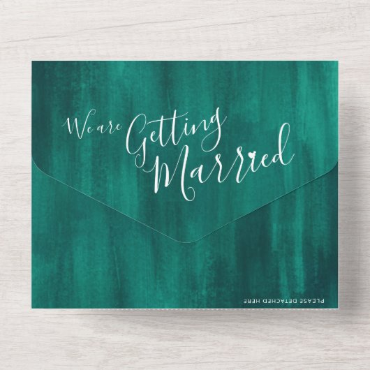 Hochzeit Foto Smarald uAwg QR verheiratet All In One Einladung (Rückseite)