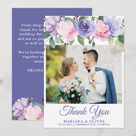 Hochzeit Foto Vielen Dank Card Lavender Pink Flora Einladung