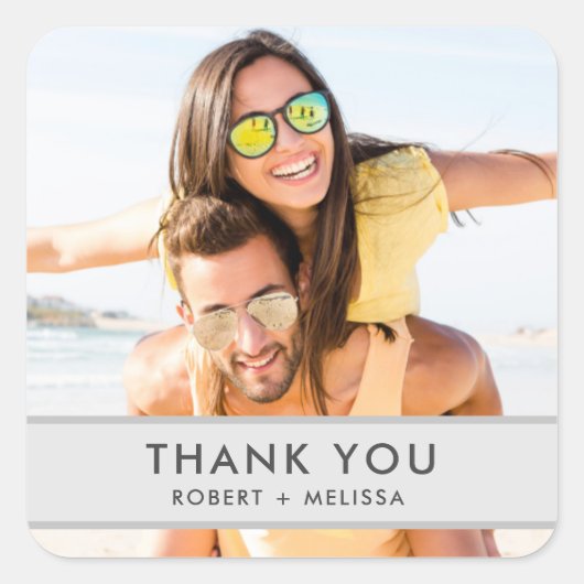 Hochzeit Foto Vielen Dank für Ihr Interesse Sticke Quadratischer Aufkleber (Vorderseite)