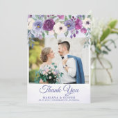 Hochzeit Foto Vielen Dank Ihre Karte Lila Fuchsia (Stehend Vorderseite)