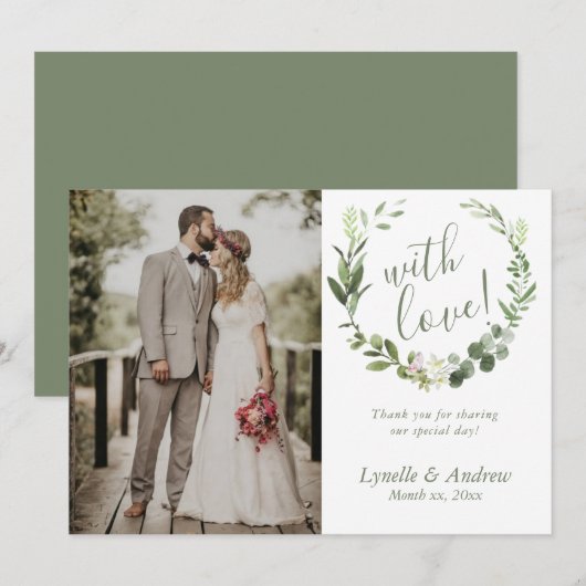 Hochzeit Foto Vielen Dank mit Namen Dankeskarte (Vorne/Hinten)