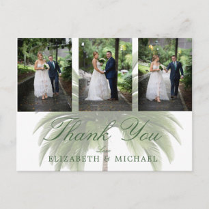 Hochzeit Foto Vielen Dank Palm Tree Elegante Moder Postkarte