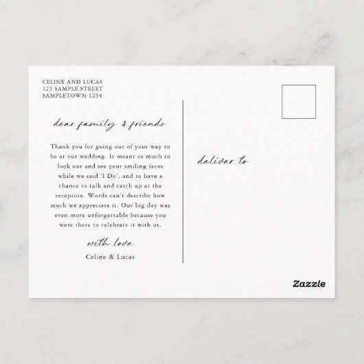 Hochzeit Foto Vielen Dank Postcard Postkarte (Rückseite)