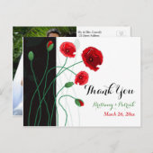 Hochzeit FOTO Vielen Dank Postcard | Red Poppies Postkarte (Vorne/Hinten)