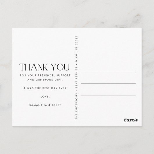 Hochzeit Foto Vielen Dank Postkarten (Rückseite)