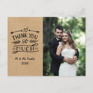 Hochzeit Foto Vielen Dank Rustic Kraft Boho Postca Postkarte