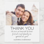 Hochzeit Foto Vielen Dank Weinetikett (Einzelnes Label)