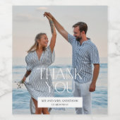 Hochzeit Foto Vielen Dank Weinetikett (Einzelnes Label)