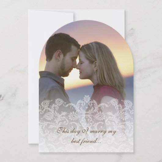 Hochzeit Foto Vintage Spitze Damaskus Einladungen (Vorderseite)