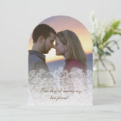 Hochzeit Foto Vintage Spitze Damaskus Einladungen (Stehend Vorderseite)